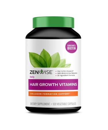Zenwise Health Daily Hair Growth Vitamins with DHT Blocker 120 Vegetarian Capsules