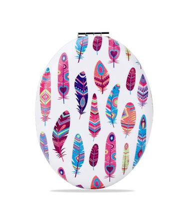 YTZJ Direct Shatterproof Compact Mirror for Women and Girls Unique Travel Makeup Mirrors Portable Double-Sided Oval Mirror with Distortion Free Feather Pattern - Buy Online on GoSupps.com