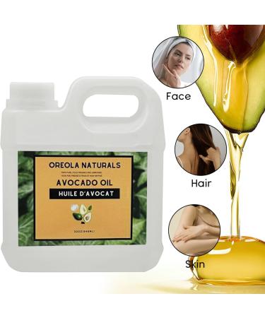 Avocado Oil -100% Pure and Natural Cold-Pressed and Unrefined 32oz/ 946ml Ideal for Skin Hair Massage and DIY Projects by Oreola Naturals - Buy Online on GoSupps.com