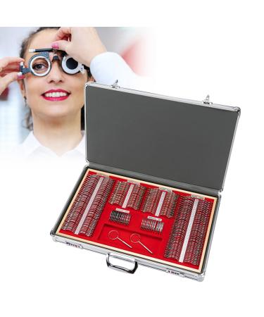 266 PCS Optical Trial Lens Set Metal Rim Optometry Kit Precise Optical Lens Optometry Kit Metal Rim Optometry Test Trial Frame with Aluminium Case
