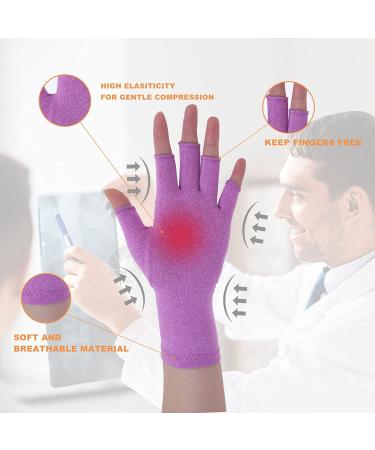 Racvofy Fingerless Arthritis Gloves - Purple Small (1 Pair) | Compression Relief for Arthritis, Rheumatoid, Tendonitis, Carpal Tunnel | Ideal for Daily Work and Computer Typing - Buy Online on GoSupps.com