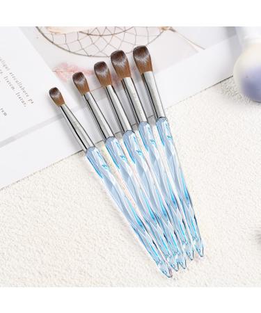 100% Pure Kolinsky Hair Size 8 Oval Acrylic Nail Brush Set - Professional Manicure Tool for DIY Home Salon - Crystal Blue - Buy Online on GoSupps.com
