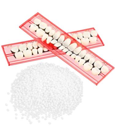 56 Pieces Synthetic Dental Acrylic Resin Teeth 50g Solid Temp Tooth Beads 23 Shade A2 Upper + Lower Denture for Halloween Makeup  DIY & Replacement for Filling Fix The Missing Broken Tooth