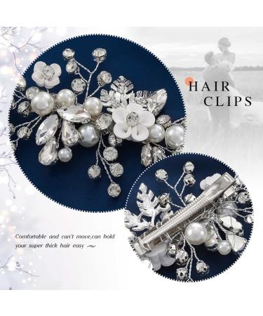 Crystal Bride Wedding Hair Clip | Catery Silver Hair Vine | Bridal Headpiece with Flower | Women's Wedding Hair Accessories - Buy Online on GoSupps.com