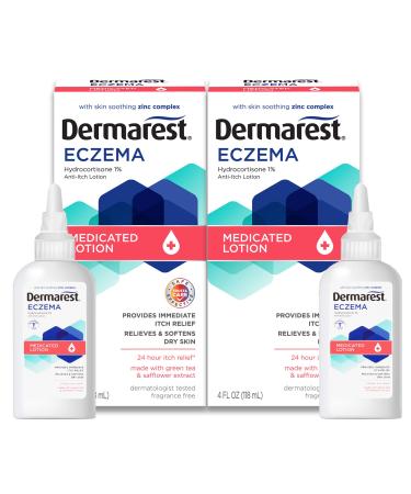 Dermarest Eczema Medicated Lotion, 24-Hour Dry Skin & Itch Relief, Dermatologist Tested, 4 ounces, (Pack of 2) 4 Fl Oz (Pack of 2) Eczema Medicated Lotion
