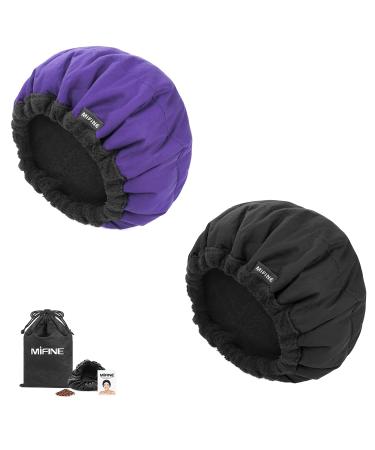 Deep Conditioning Heat cap Hair steamer for natural hair home use Cordless heat cap for deep conditioning 10 PCS Disposable Shower Caps Microwavable Heat Cap Steam cap (Purple & Black)