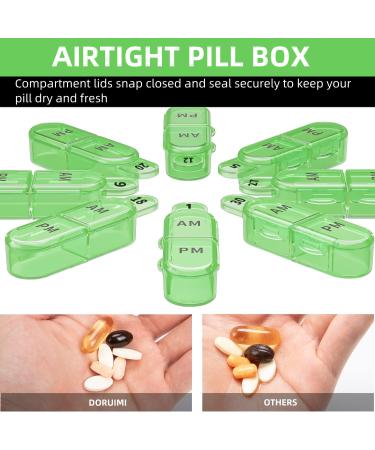 Monthly Pill Box Organizer for AM PM Medication with 32 Compartments - Easy Open Design for Children & Elderly - Green - Buy Online on GoSupps.com
