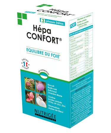 HEPA COMFORT 3 DETOX PHASES for LIVER BALANCE HIGH CONCENTRATION OF NATURAL ACTIVES TOXIN REMOVAL 60 tablets Made i