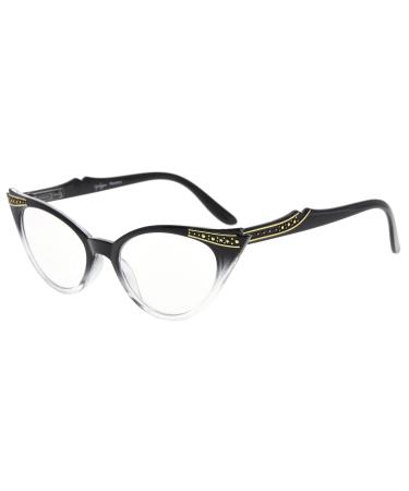 Eyekepper Cateyes Women's Reading Glasses (Black-Transparent 1.75)
