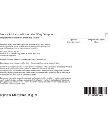 Swanson Full Spectrum St. John's Wort 375mg High-Dose 120 Capsules SOYA-Free Gluten-Free GMO-Free - Buy Online on GoSupps.com