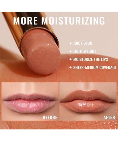 Oulac Moisturising Lipstick Nude Peach - Hydrating Lipstick & Tinted Lip Balm for Dry Lips | Medium Coverage Lip Colour | Juicy Glossy Finish | Vegan & Cruelty-Free | Se orita (05) - Buy Online on GoSupps.com