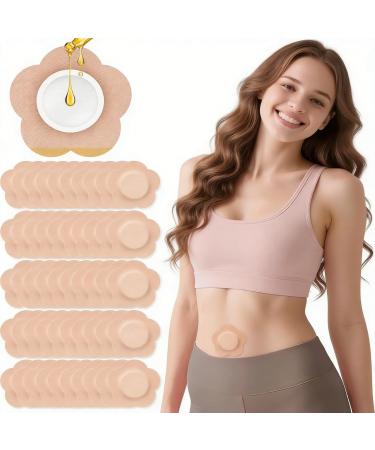 54pcs Castor Oil Patches Castor Oil Pack Wrap Disposable Organic Cotton Self-Adhesive Pads For Belly Button Leak-Proof Belly Button Patch Cover Breathable & Skin-Friendly No Wash(Beige)