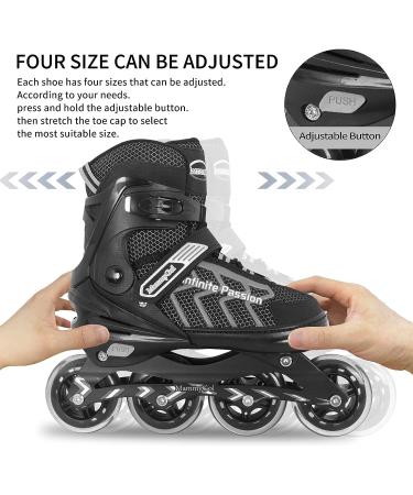Adjustable Inline Hockey Skates - High Performance Blades for Men and Women - Black - Size Large (5-8US) - Buy Online on GoSupps.com