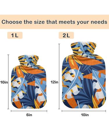 Naanle Tropical Hot Water Bottle with Cover 1L Palm Leaf Design for Back Pain Relief & Heat Therapy | International Shipping Available - Buy Online on GoSupps.com