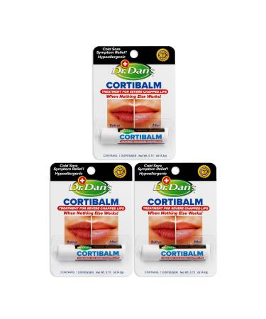 Dr. Dan's Cortibalm- 3 Pack- for Dry Cracked Lips - Healing Lip Balm for Severely Chapped Lips - Designed for Men Women and Children