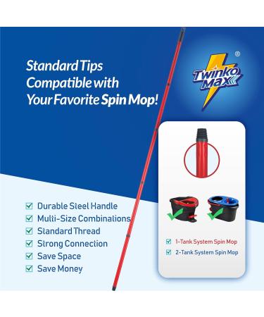 Twinko Max Spin Mop Kit - 2-Tank System, Triangle Mop, Multi-Size Handle, 2 Microfiber Head Refills, Replacement Base - 2-Pack - Buy Online on GoSupps.com