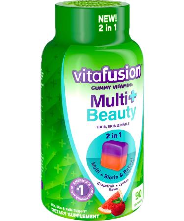 Vitafusion Beauty 2-in-1 Adult Gummy Multivitamin with Hair, Skin & Nails support - 90 count - Buy Online on GoSupps.com