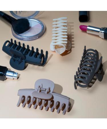 Muted Hair Claw Clips Set for Women and Girls - 4PCS Medium to Big Size Non-Slip Grip in Black, Brown, Beige, and Cream - Buy Online on GoSupps.com