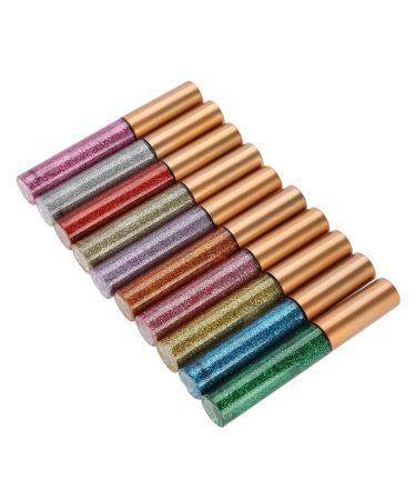 10 Colors Liquid Eyeliner Set - Waterproof Shiny Metallic & Glitter Makeup Kit for Wedding & Cosplay - Buy Online on GoSupps.com