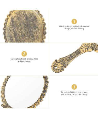 Beaupretty Vintage Handheld Mirror Set - Portable Cosmetic Barber Mirror for Salon Travel - 2pcs, Gold - Buy Online on GoSupps.com