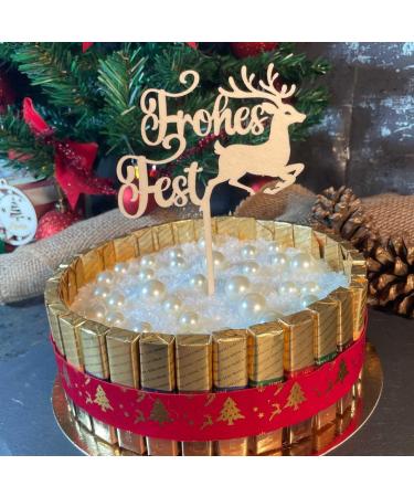 Merry Christmas Wooden Cake Topper - Festive Cake Decoration for Holiday Celebrations - Buy Online on GoSupps.com