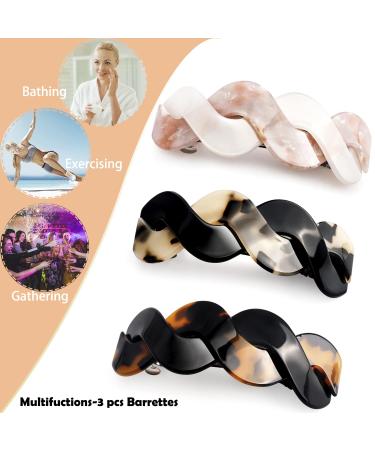 3-Piece Wide Interweave Barrettes for Women - Tortoiseshell Hair Accessories for Thick, Curly, Fine Hair - Buy Online on GoSupps.com
