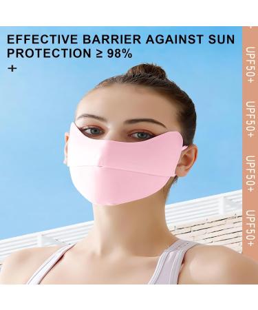 UV Protection Masque | Breathable UV Protection Ice Silk Face Masque - Reusable Sun Shield Face for Women Sunscreen Masque for Fishing Hiking Cycling pink - Buy Online on GoSupps.com
