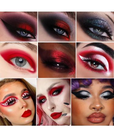 Afflano Black Red Eyeshadow Palette - Highly Pigmented Goth Clown Halloween Makeup & Joker Vampire Christmas Looks - Buy Online on GoSupps.com