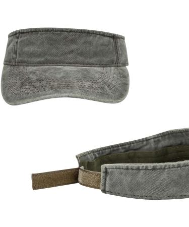 Vintage Pigment-Dyed Sun Visor Hat for Outdoor Sports - Grey | Unisex Golf, Baseball, Tennis Cap - Buy Online on GoSupps.com