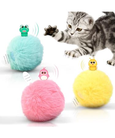 Potaroma 3 Pack Fluffy Plush Cat Ball Toys with Extra SilverVine and Catnip, Interactive Chirping Balls Cat Kicker Toys, 3 Lifelike Animal Sounds, Fun Kitty Kitten Exercise Toys Classic