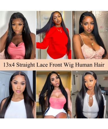 28 Brazilian Virgin Human Hair Lace Front Wig - Straight 13x4 HD Lace Frontal Wig for Black Women - Pre-Plucked with Baby Hair - 150% Density - Buy Online on GoSupps.com