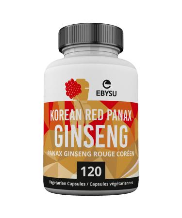 EBYSU Korean Red Ginseng Supplement Used in Herbal Medicine to Support Cognitive Function Increase Resistance to Stress & Increase Energy 120 Capsules (500 mg)