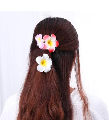 Hawaiian Plumeria Hair Clip Set - 24 Foam Hairpins in 12 Colors for Summer Beach Parties & Weddings - Buy Online on GoSupps.com