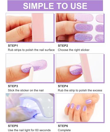 Kalolary 20PCS Glitter Purple Nail Gel Polish Strips - Self-Adhesive Full Wraps | Nail Stickers for UV/LED Lamp | Cured Gel Nail Decals - Buy Online on GoSupps.com
