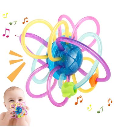 Zooawa bite ring for baby in food quality 360 rotation toothing aid made of soft TPU spherical BPA -free teething toys for babies toddlers - multi -colored