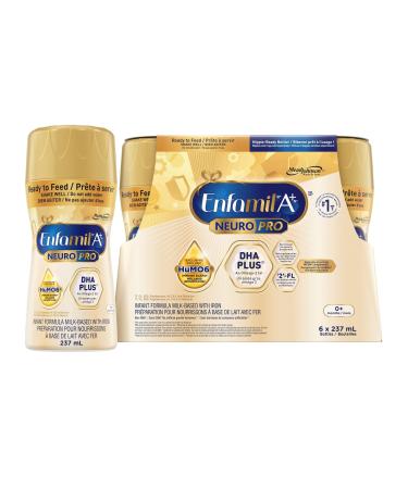 Enfamil A+ NeuroPro Baby Formula Ready to Feed with an expert-recommended level of DHA* with our exclusive blend including 2 FL for immune support 0-12 months 6ct x 237mL