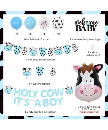Cow Baby Shower Decorations for Boy Holy Cow It's a Boy Baby Shower Decorations Blue Cow Garland Welcome Baby Cake Toppers for Cow Theme Baby Shower Decor - Buy Online on GoSupps.com
