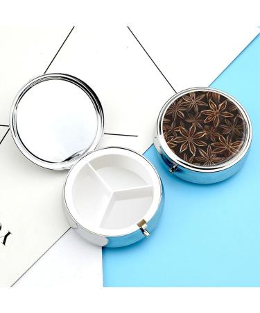 Travel Pill Box with 3 Compartments - Portable Star Anise Pattern Medicine Organizer for Purse & Pocket - Buy Online on GoSupps.com
