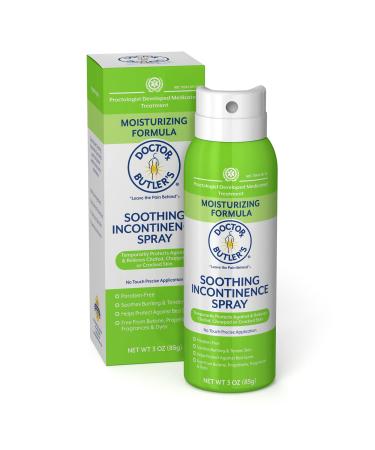 Doctor Butlers Soothing Incontinence Spray - Barrier Spray for Incontinence with Touchless Application to Help Protect Sensitive Irritated Skin Caused by Adult Incontinence (3 oz)