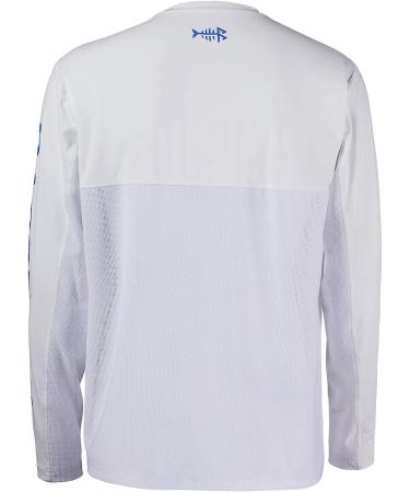 BASSDASH Men's UV Sun Protection Fishing T-Shirt UPF 50+ Long Sleeve - White/Vivid Blue - Size Large - Buy Online on GoSupps.com