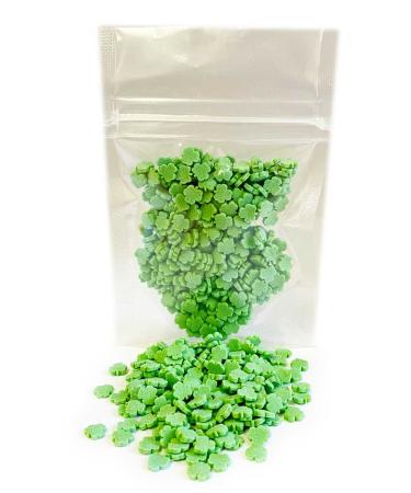 A Pinch Of... - Matt Green Shamrocks - St Patricks Day Cake Topper Sprinkles - 25g Edible Cupcake Decorations - Perfect for Birthdays & St Paddys Celebrations