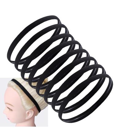 8 pieces-sports headbands hair straps for men black sports anti-slip-elastic hair bands for men and women for yoga football running fitness (black)