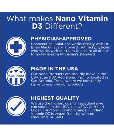 NANO VITAMIN D3 Nanosized liquid drops RAPID ABSORPTION 5000 IU potent formulation Strengthens bone & muscle supports healthy heart. 30 ml bottle 1 month supply. - Buy Online on GoSupps.com