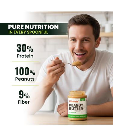  Pintola Pintola All Natural Peanut Butter (Crunchy) (350g) | Unsweetened | 30g Protein | Non-GMO | Gluten Free | Vegan | Cholesterol Free - Buy Online on GoSupps.com