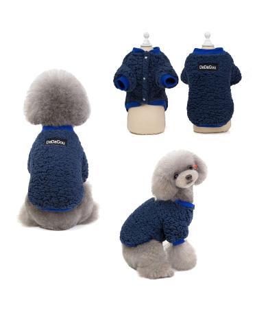 Tineer pet doggy winter lamb Kashmir coat warm outdoor fleece dog fleece feed sweater jacket vest for small medium -sized dogs (s dark blue) s dark blue