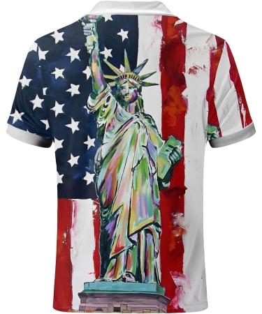 Men's 2023 Summer Polo Tops: 4th of July American Flag Zipper Up Polo Shirt - C-blue 3X-Large - Buy Online on GoSupps.com