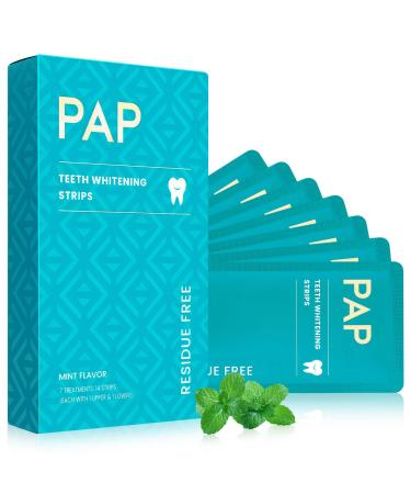 Pap Dry Teeth Whitening Strips 14 Count No Gel Residue Dentist Recommended Sensitivity-Free Formula Enamel Safe Mint Fresh Whitener for Coffee Tea Stains Removal 7 Treatments