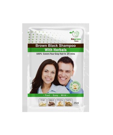 Biogreen Roots Brown Black Hair Color Shampoo - 5 Pouches with Gloves | Herbal Formula for Men & Women | All Hair Types - Buy Online on GoSupps.com