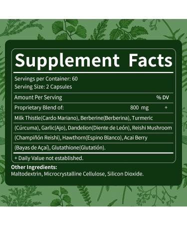 Berberine with Milk Thistle Liver Detox Capsules Berberina y Alcachofa y Cardo Mariano con Silimarina para el Higado Graso Liver Cleanse Detox & Repair Formula w/Turmeric Extract. 120Count Milk Thistle 120 Count (Pack of 1) - Buy Online on GoSupps.com