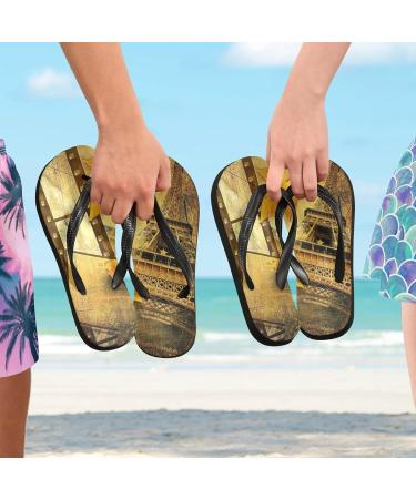 Shop Mnsruu Autumn Vintage Paris Eiffel Tower Flip Flops & Slippers for Men & Women - Multicolored Travel Home Hotel & Spa Footwear - Buy Online on GoSupps.com